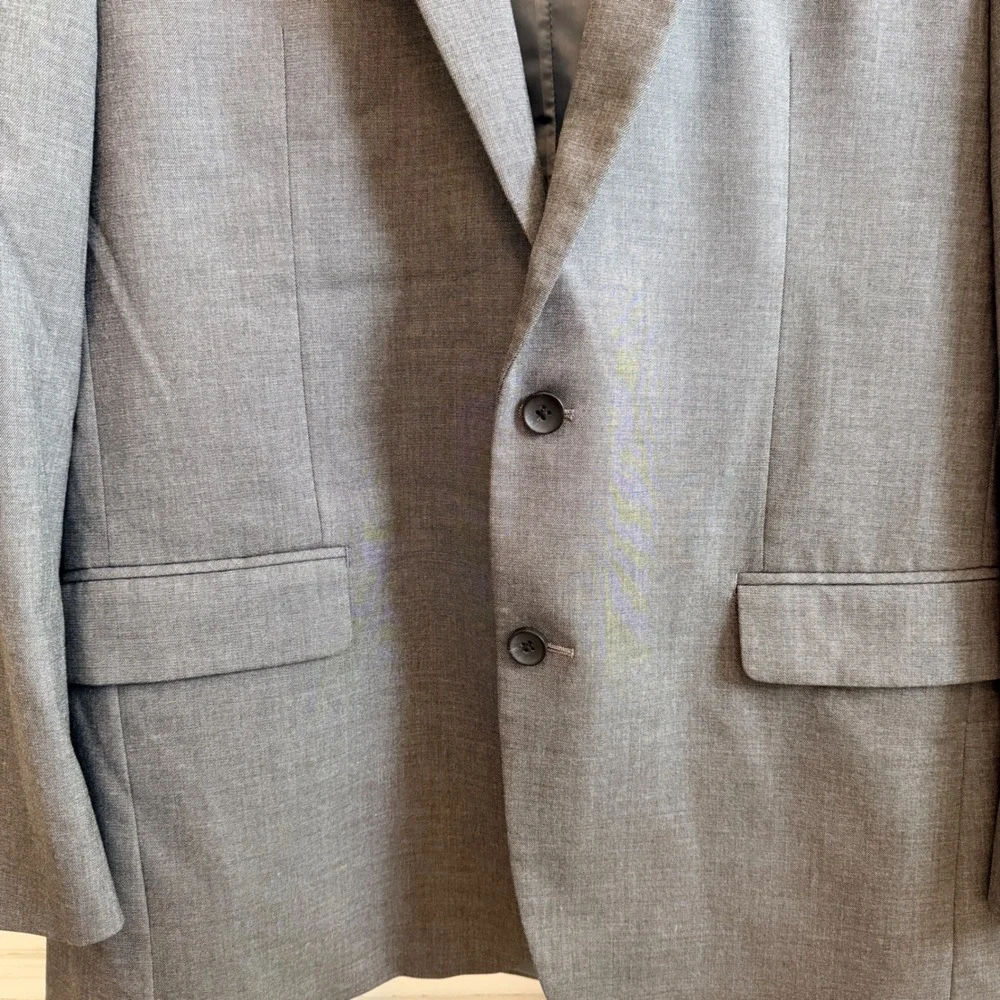 J.M. Haggar Sport Coat Mens 44L Grey Classic Fit Two Button Blazer 1023641